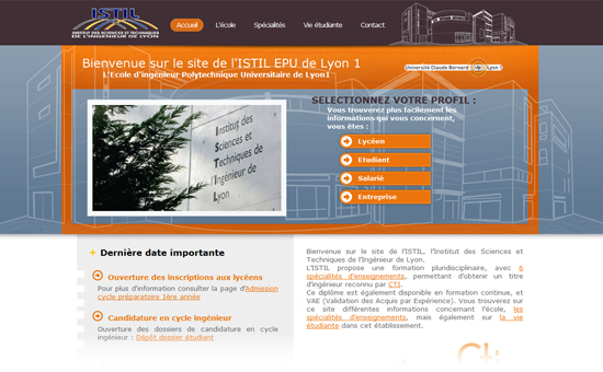 Réalisation du site internet de mon école ISTIL EPU Lyon 1